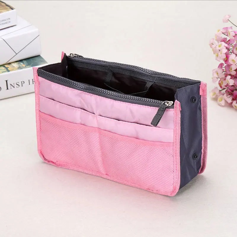 Handheld Double Zippered Makeup Bag, Middle Bag Organizing and Storage