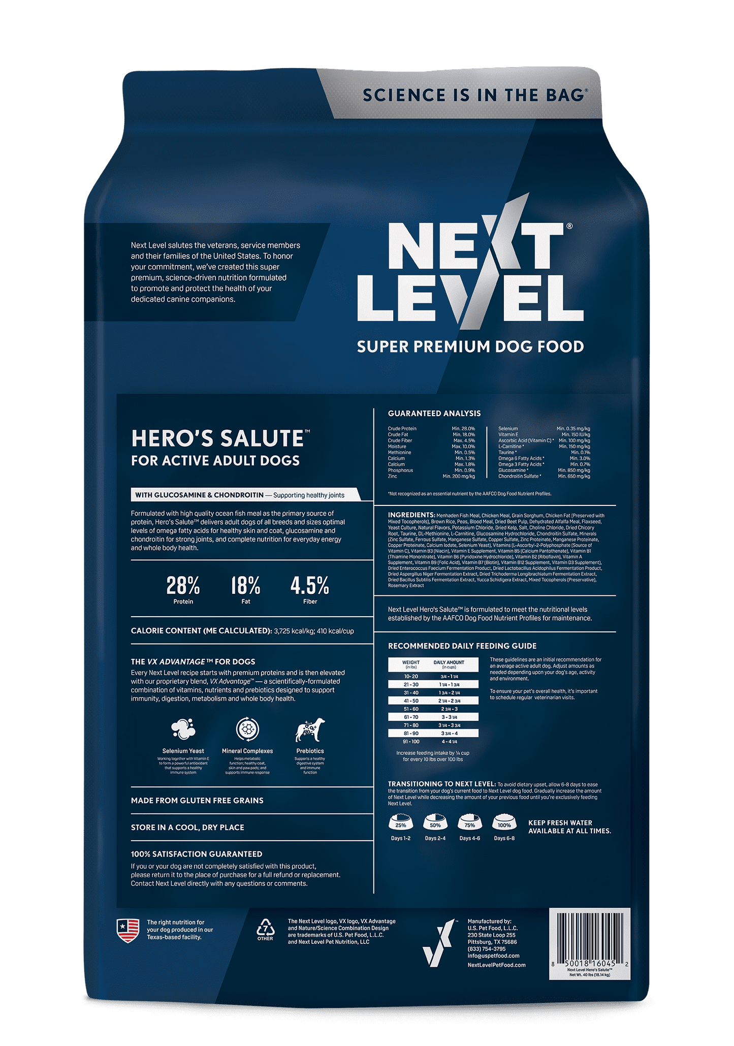 Next Level Hero’s Salute Dry Dog Food, 40 lb Bag