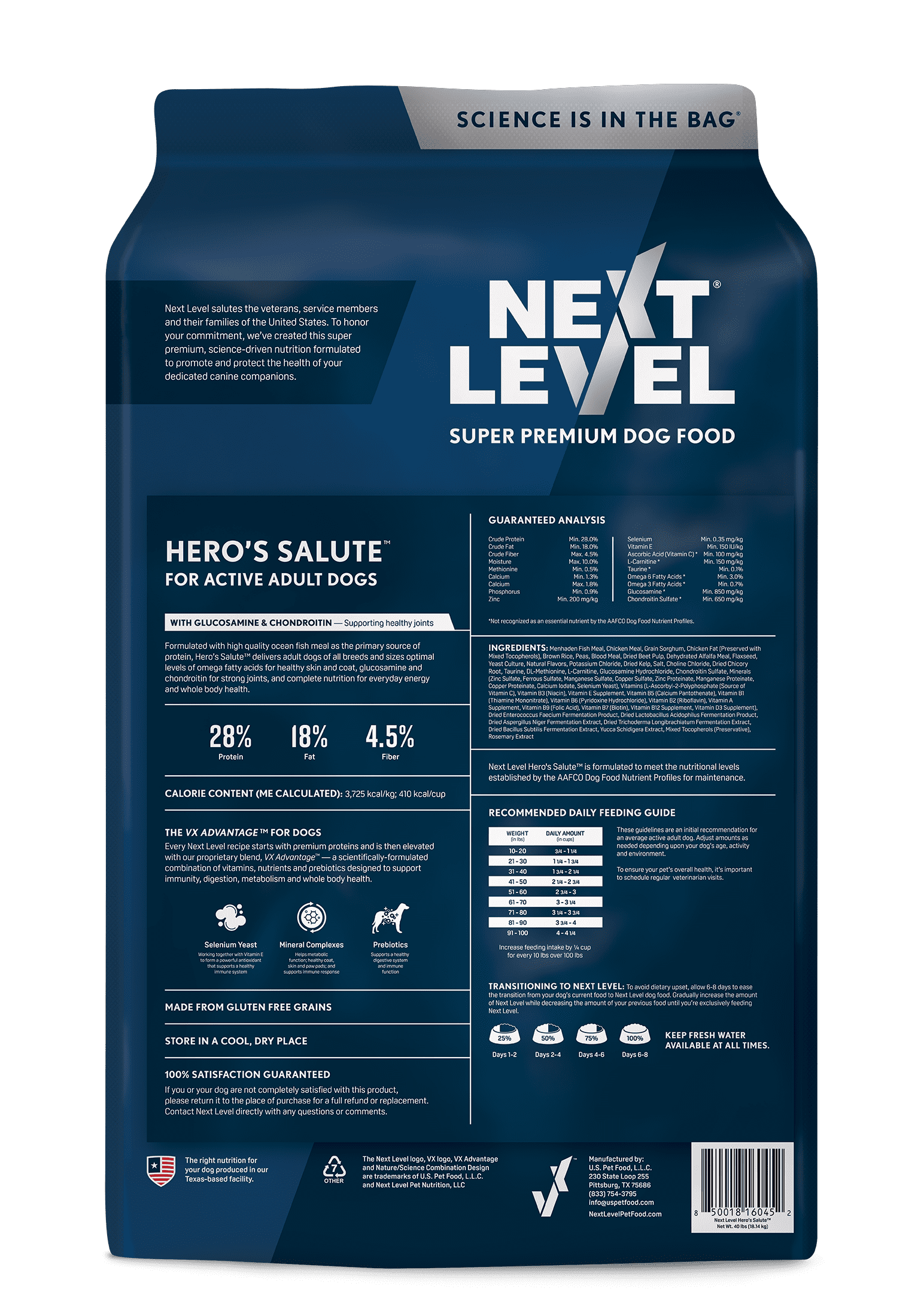 Next Level Hero’s Salute Dry Dog Food, 40 lb Bag