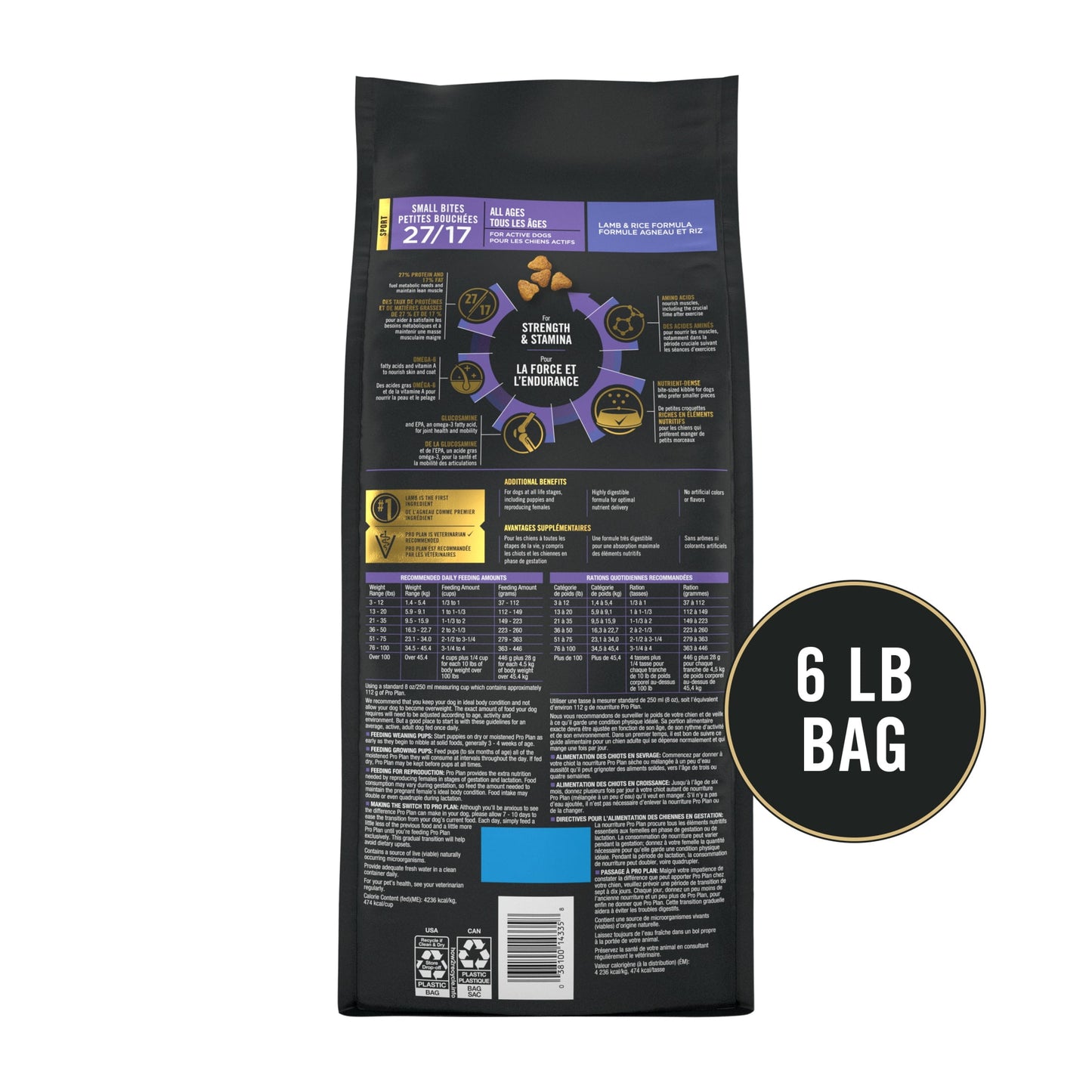 Purina Pro Plan High Protein Dry Dog Food, Small Bites Lamb and Rice Formula