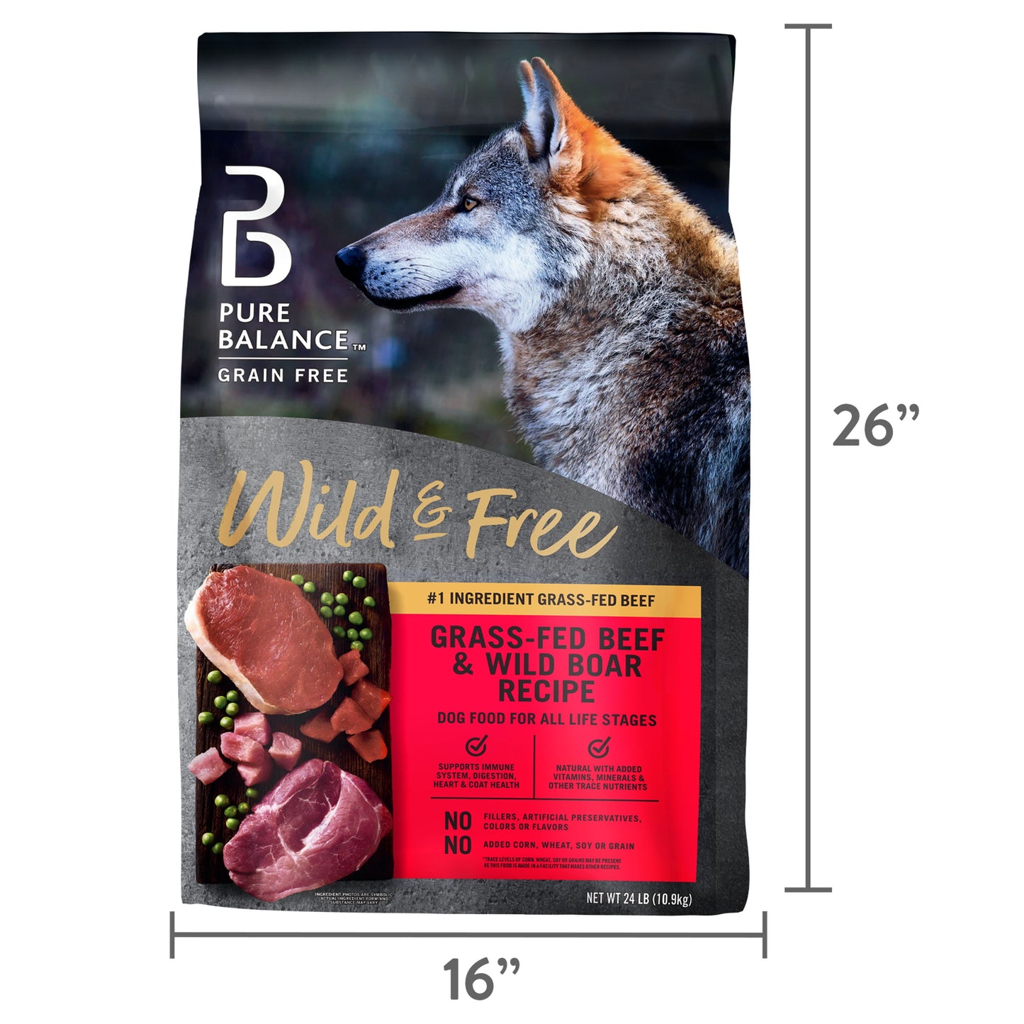 Pure Balance Wild & Free Beef & Wild Boar Recipe Dry Dog Food, Grain-Free, 24 lbs
