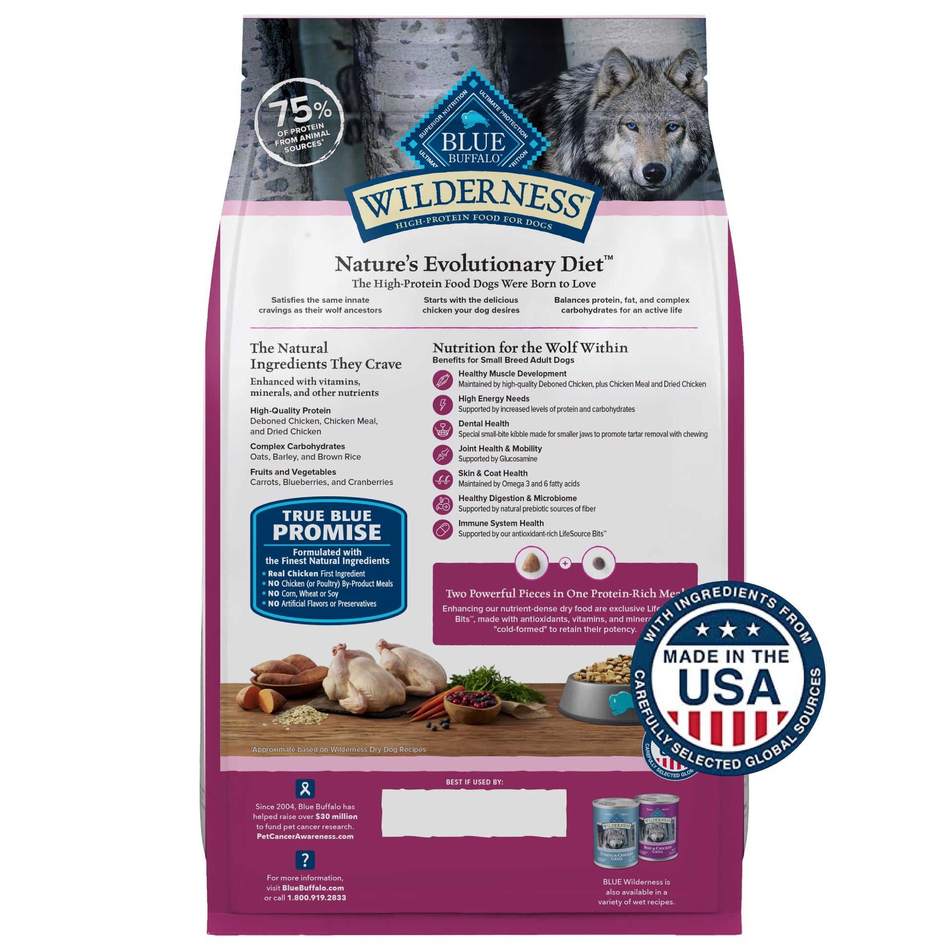 Blue Buffalo Wilderness Small Breed Dry Dog Food Plus Wholesome Grains, Chicken 4.5 lbs.