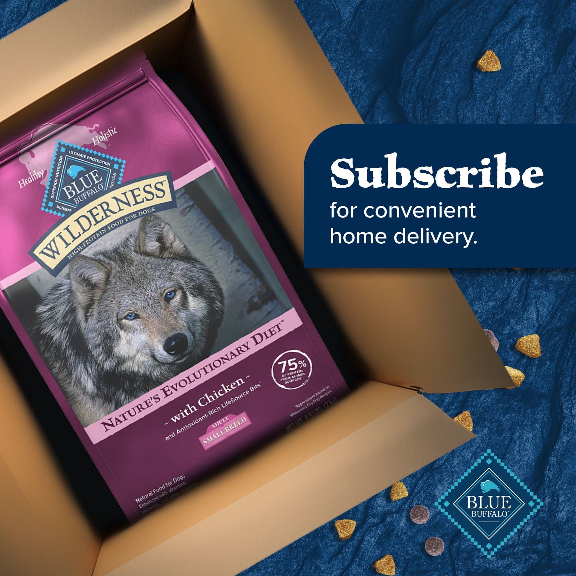 Blue Buffalo Wilderness Small Breed Dry Dog Food Plus Wholesome Grains, Chicken 4.5 lbs.