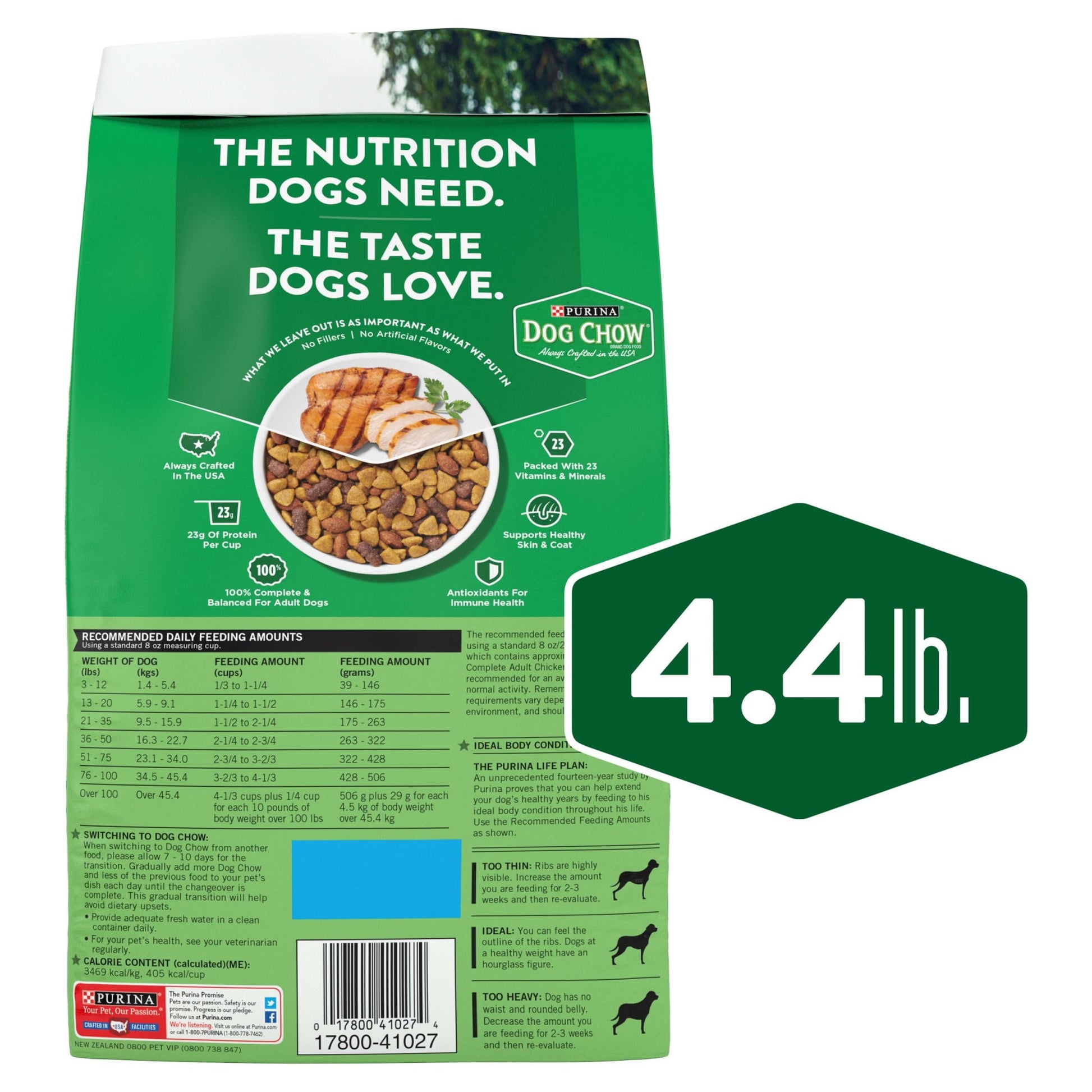 Purina Dog Chow Chicken Flavor Dry Dog Food Complete Adult, 4.4 lb Bag