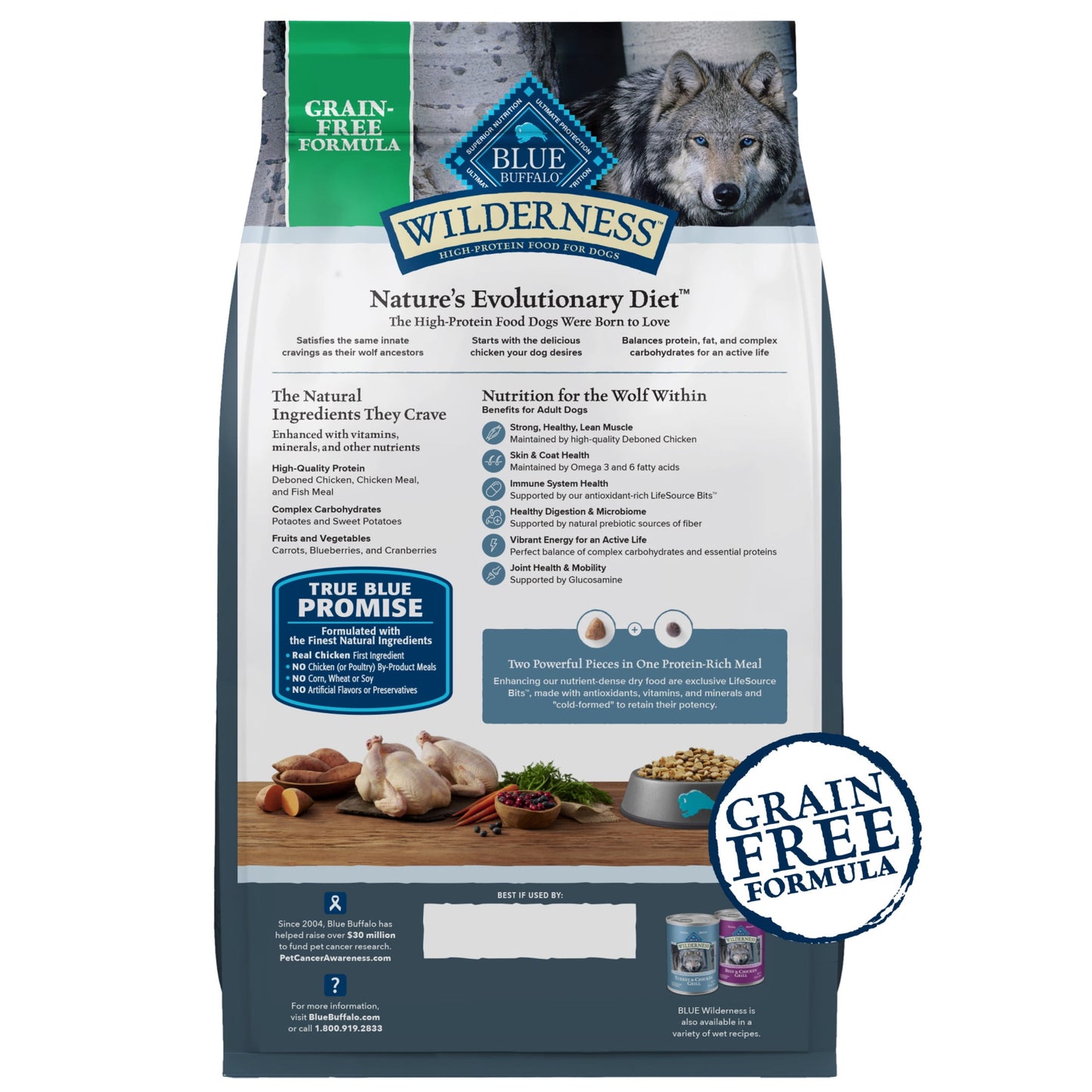 Blue Buffalo Wilderness Adult High-Protein Dry Dog Food, Grain-Free, Chicken, 4.5-lb. Bag