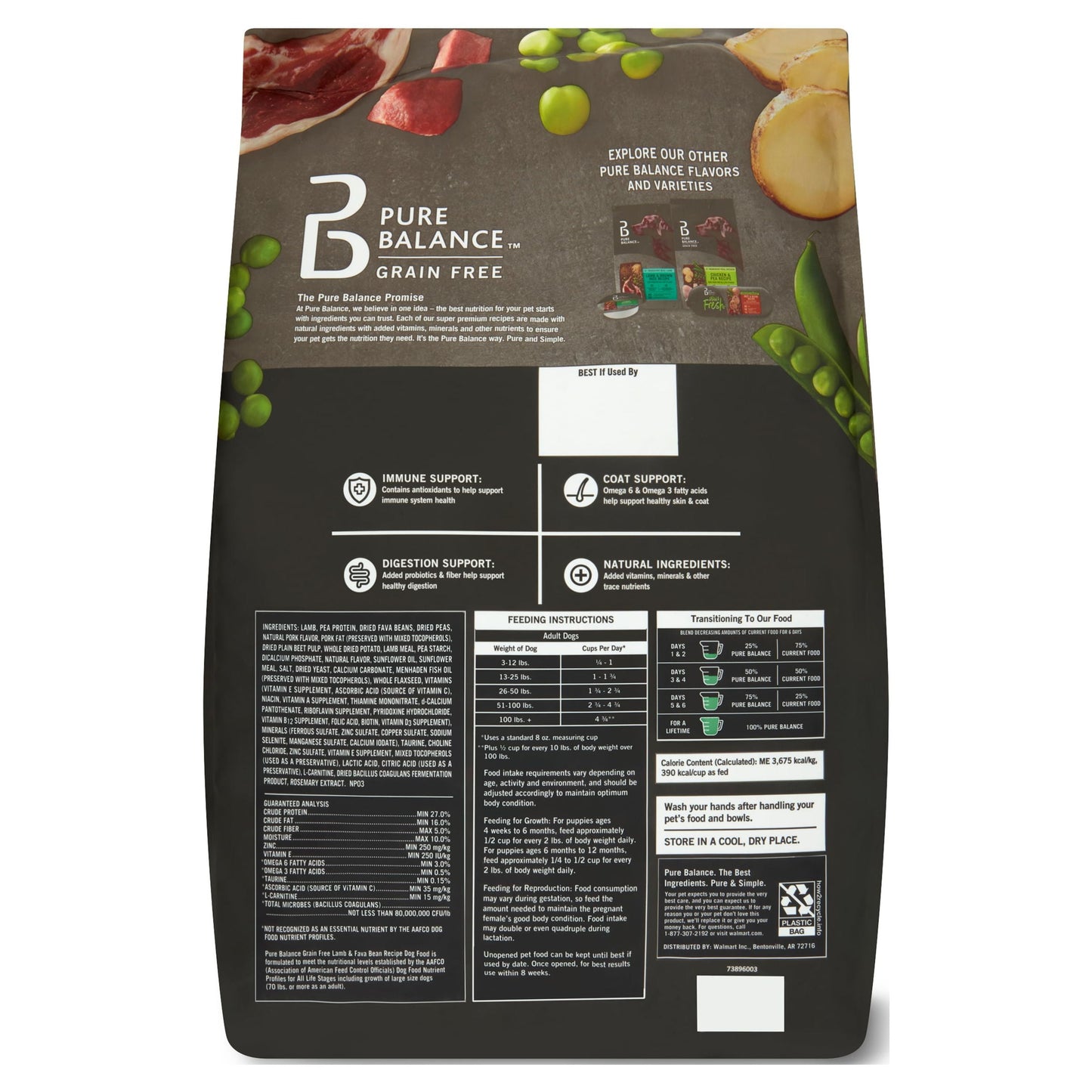 Pure Balance Lamb & Fava Bean Recipe Dry Dog Food, Grain-Free, 24 lbs