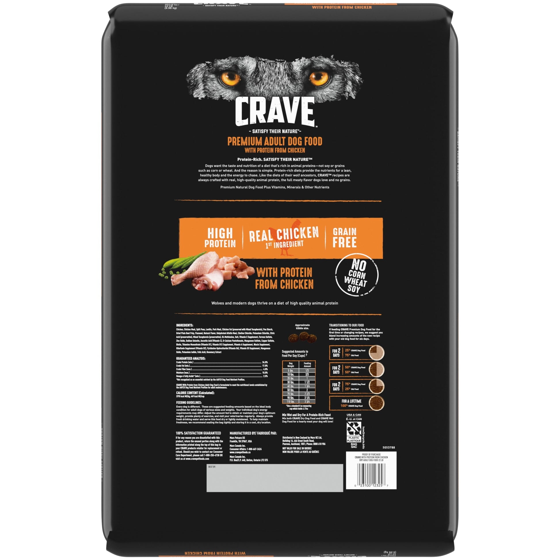 Crave Grain Free Adult Dry Dog Food With Protein From Chicken, 22 Lb. Bag