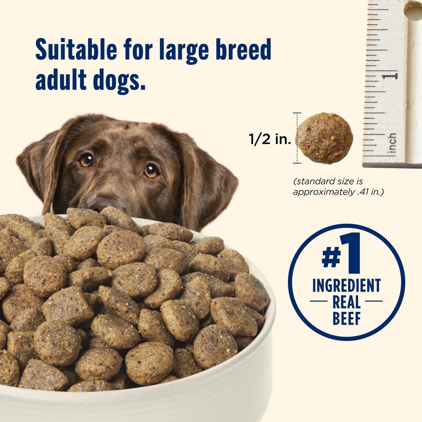 Nutrish Large Breed Real Beef, Pea, Carrot & Brown Rice Recipe Whole Health Blend Dry Dog Food, 28 lb. Bag (Rachael Ray)