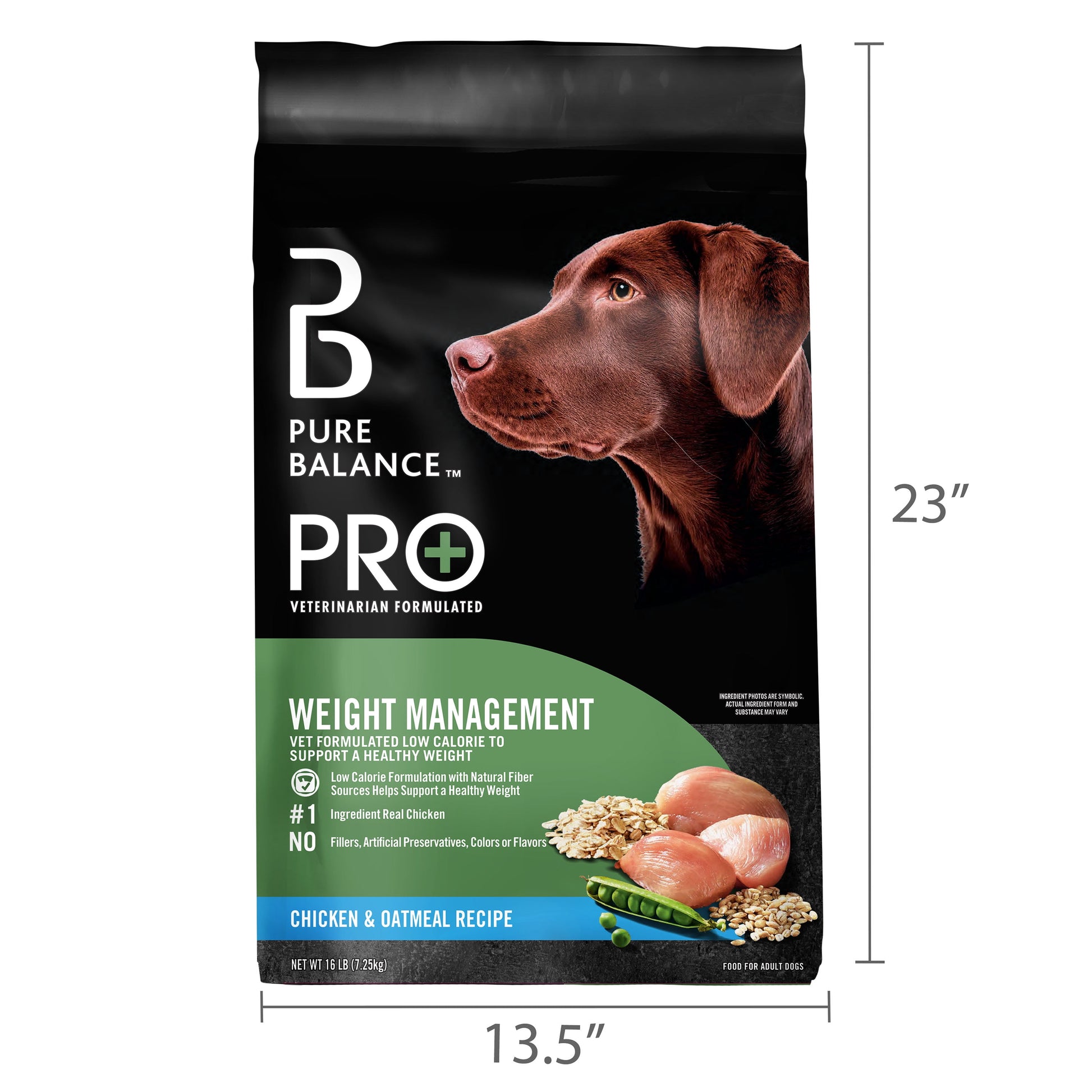 Pure Balance Pro+ Weight Management Chicken & Oatmeal Recipe Dry Dog Food, 16 lbs