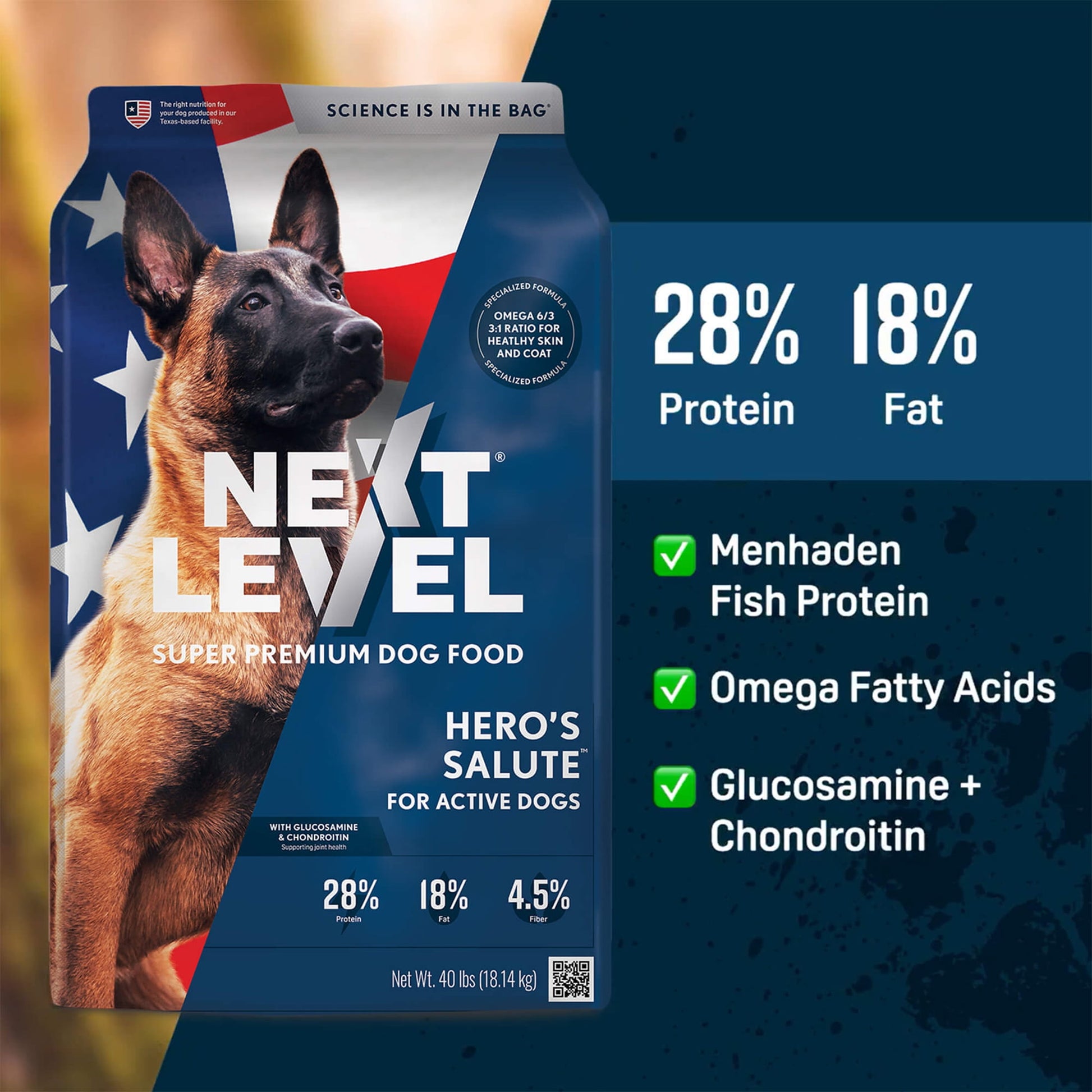 Next Level Hero’s Salute Dry Dog Food, 40 lb Bag