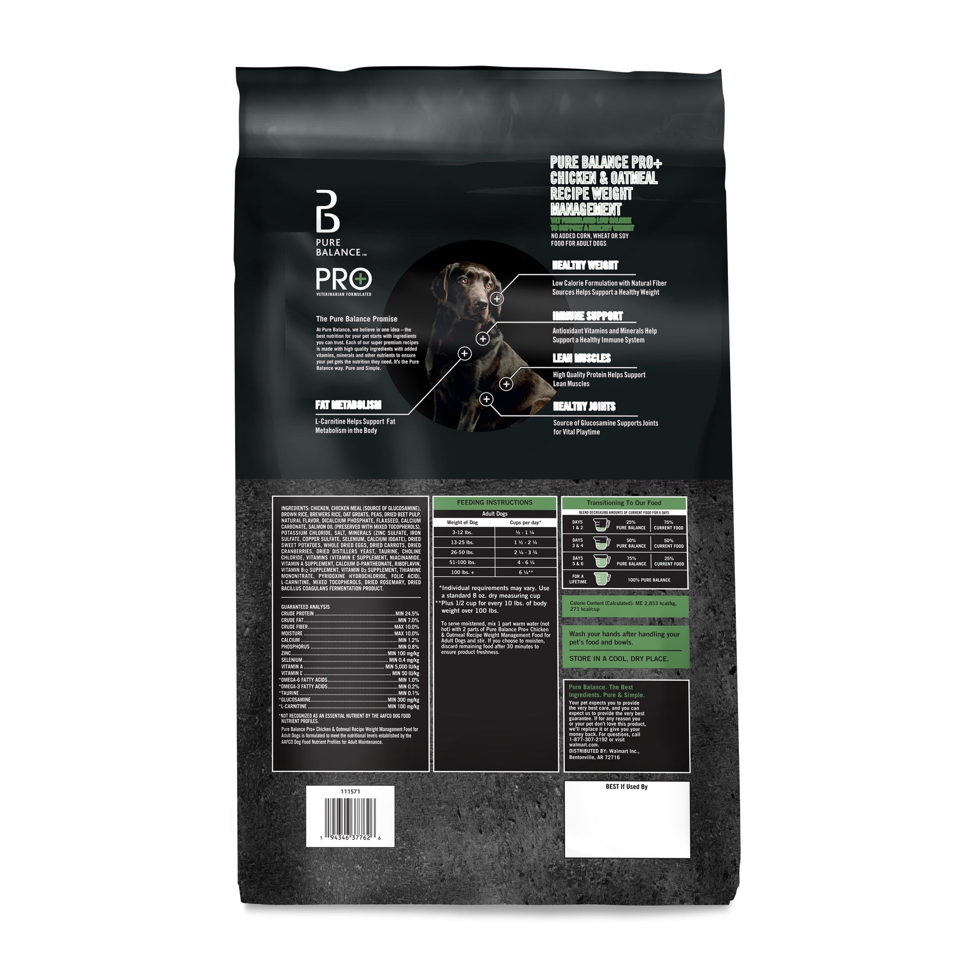 Pure Balance Pro+ Weight Management Chicken & Oatmeal Recipe Dry Dog Food, 16 lbs