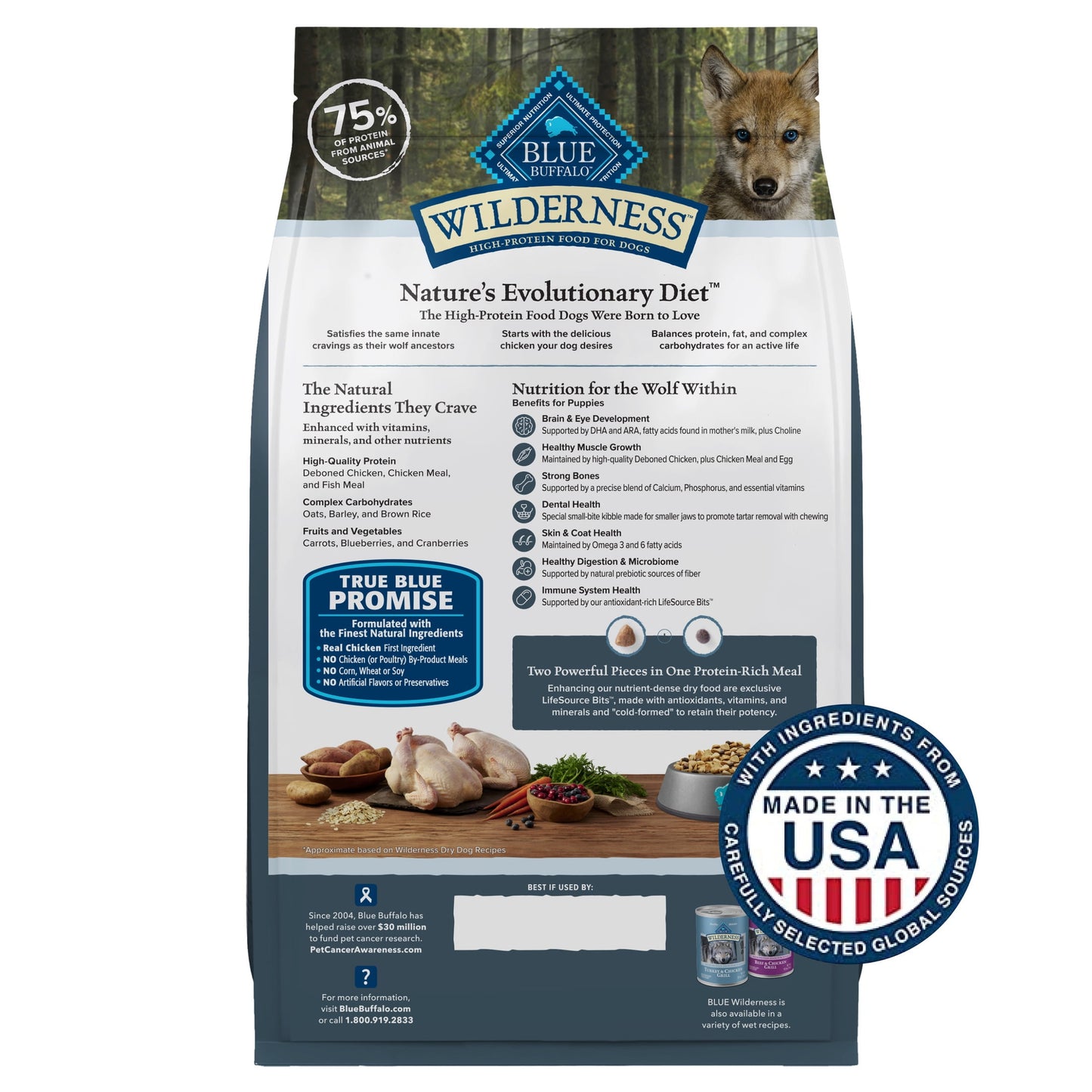 Blue Buffalo Wilderness High-Protein Natural Puppy Dry Food, Chicken Recipe, 4.5-lb. Bag