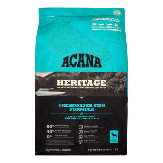 Acana Heritage Grain-Free Freshwater Fish Formula With Trout, Catfish, Perch & Greens Dry Dog Food, 25 lb