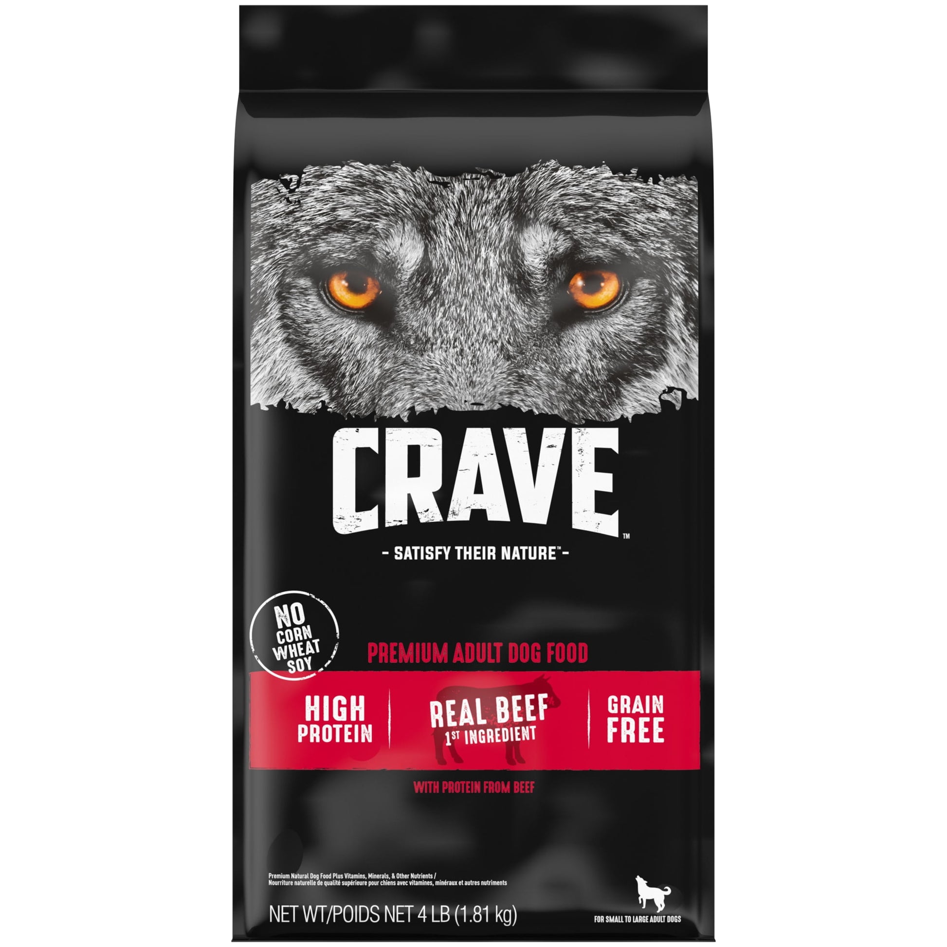 Crave Grain Free Adult Dry Dog Food With Protein From Beef, 4 Lb. Bag