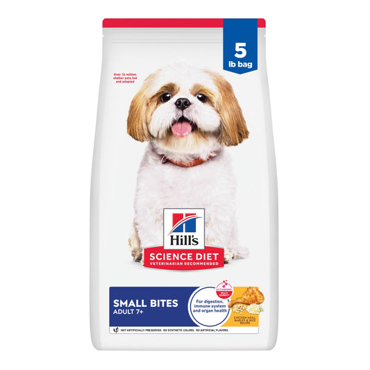 Hill's Science Diet Small Bites Chicken, Barley & Rice Dry Dog Food for 7+ Senior Dogs, 5lb Bag