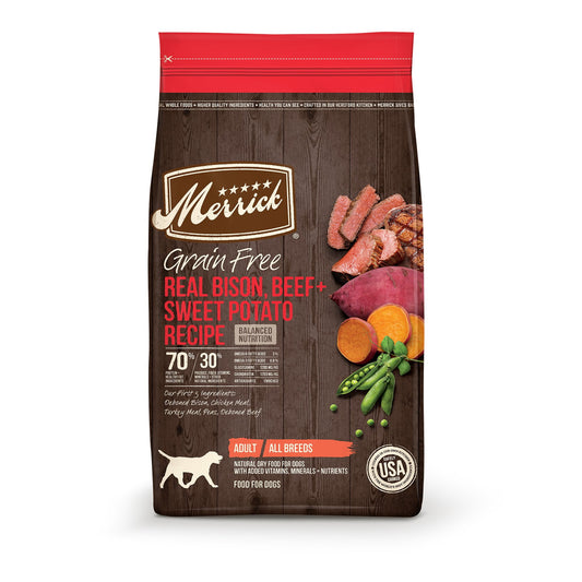 Merrick Grain-Free Bison, Beef, & Sweet Potato Adult Dry Dog Food, 10 lb