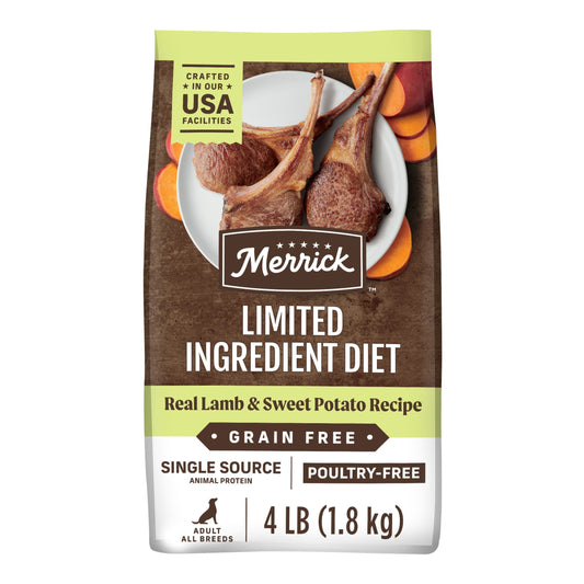 Merrick Limited Ingredient Real Lamb & Sweet Potato Dry Dog Food, Grain Free, 22 lb Bag