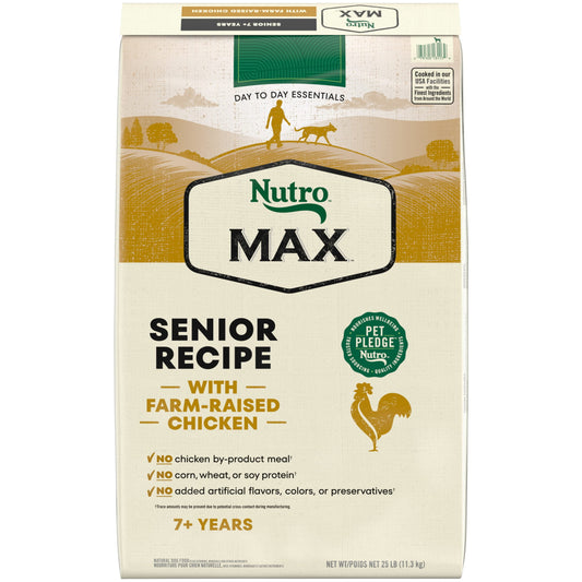 Nutro Max Senior Dry Dog Food With Farm-Raised Chicken, 25 Lb. Bag