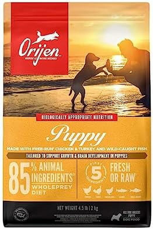 ORIJEN Dog Puppy Recipe, 4.5lb, High-Protein Grain-Free Dry Puppy Food, Packaging May Vary, Chicken Grain-Free Food Puppy 4.5lb