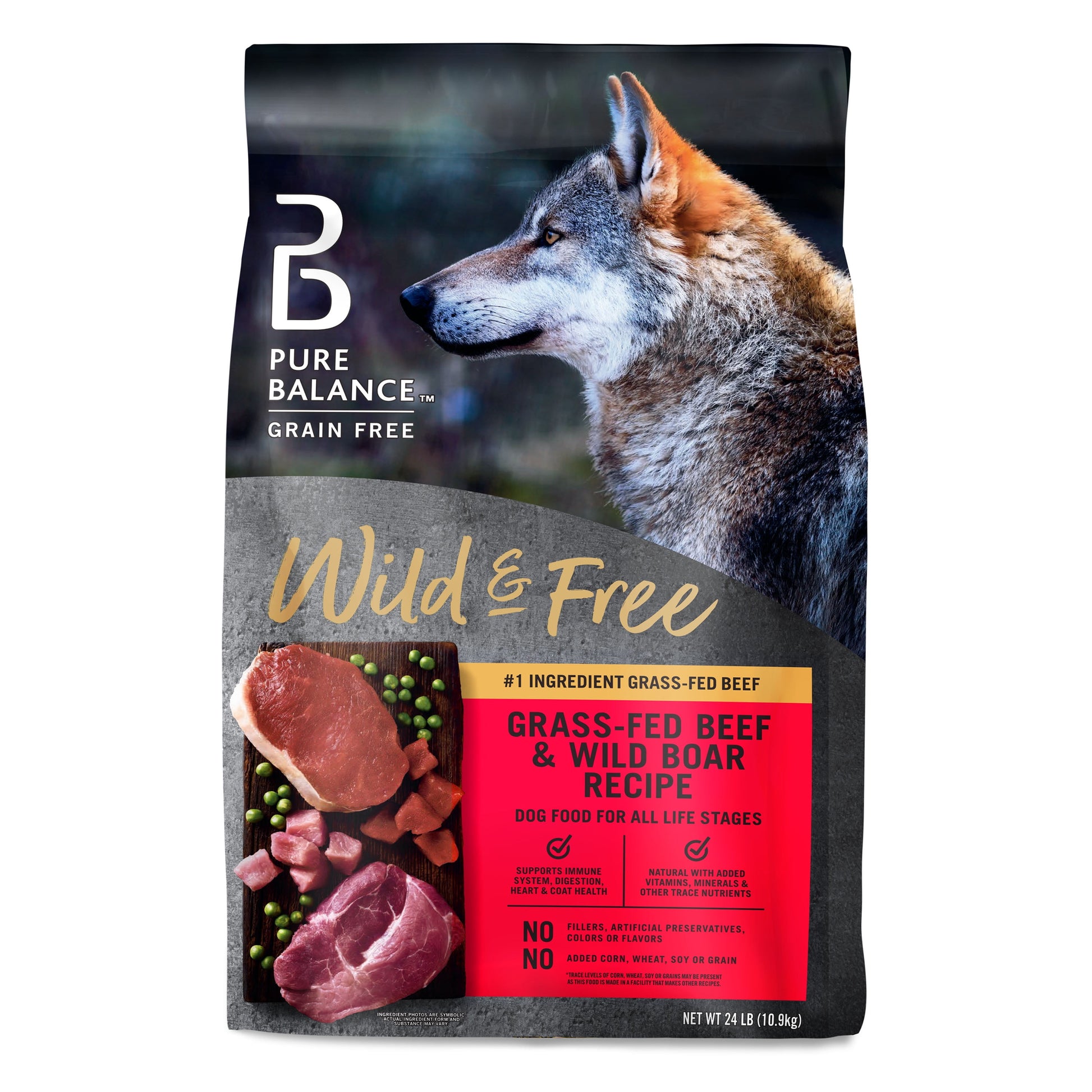 Pure Balance Wild & Free Beef & Wild Boar Recipe Dry Dog Food, Grain-Free, 24 lbs