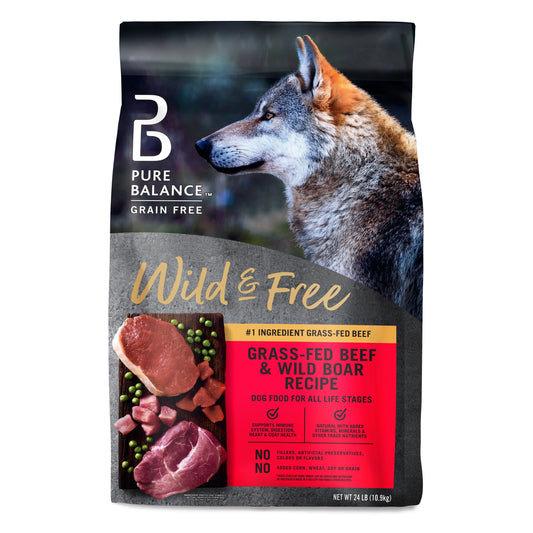 Pure Balance Wild & Free Beef & Wild Boar Recipe Dry Dog Food, Grain-Free, 24 lbs