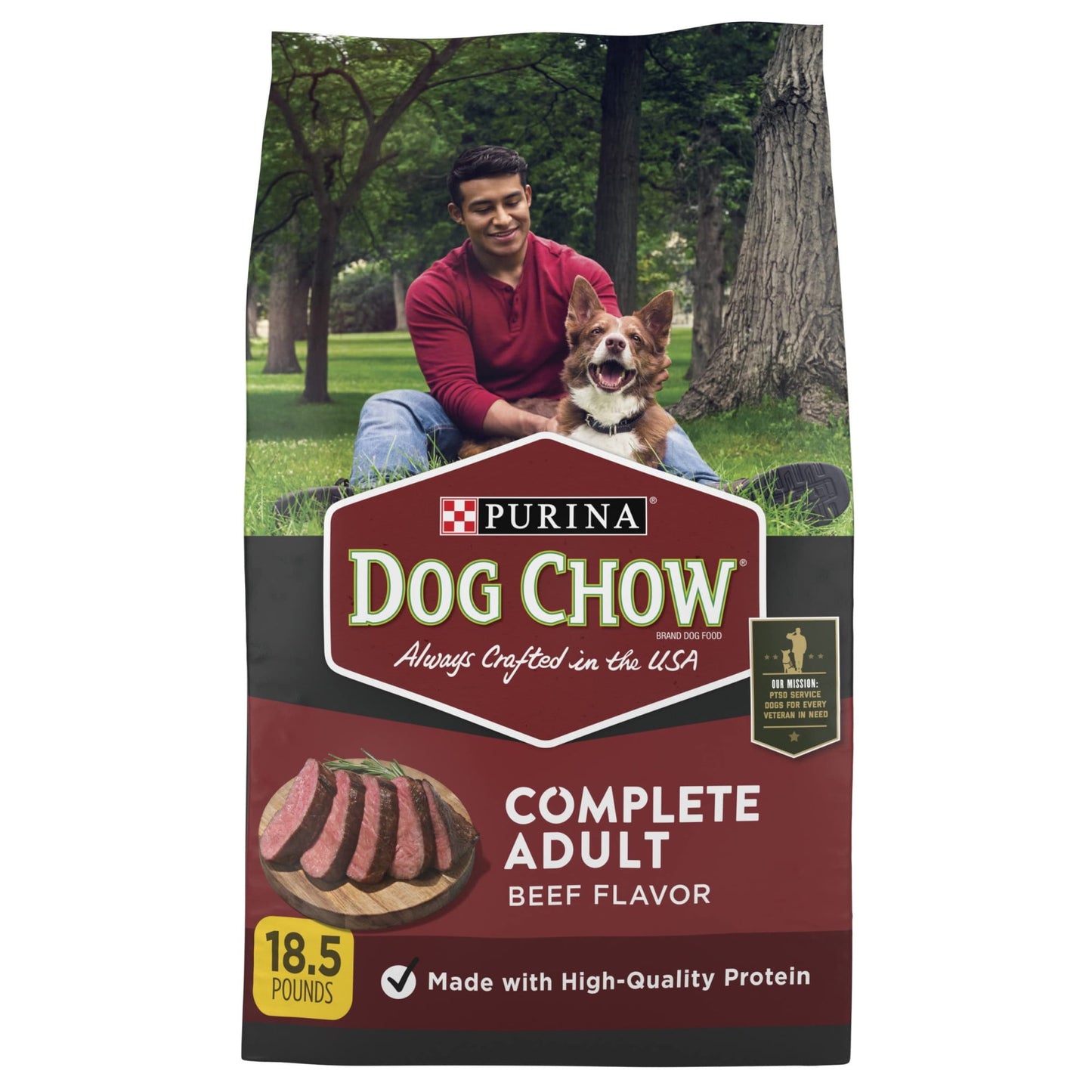 Purina Dog Chow Complete Adult Dry Dog Food Kibble Beef Flavor - 18.5 lb. Bag (Pack of 8)