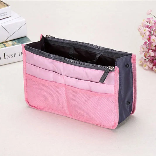 Handheld Double Zippered Makeup Bag, Middle Bag Organizing and Storage