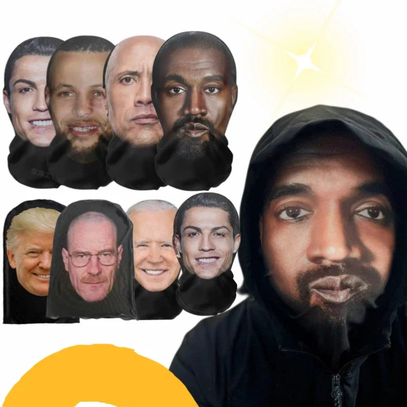 New 3D Printed Kanye Mask Elastic Mesh Full Face Mask for Men Women