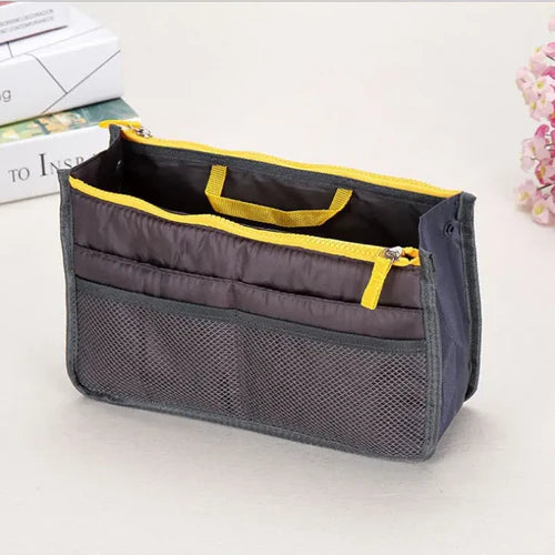 Handheld Double Zippered Makeup Bag, Middle Bag Organizing and Storage