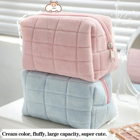 Kawaii Pencil Case Pillow Shape Large Capacity Cosmetic Bag Cute Back