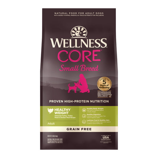 Wellness CORE Natural Grain Free Dry Dog Food, Small Breed Healthy Weight, 12-Pound Bag