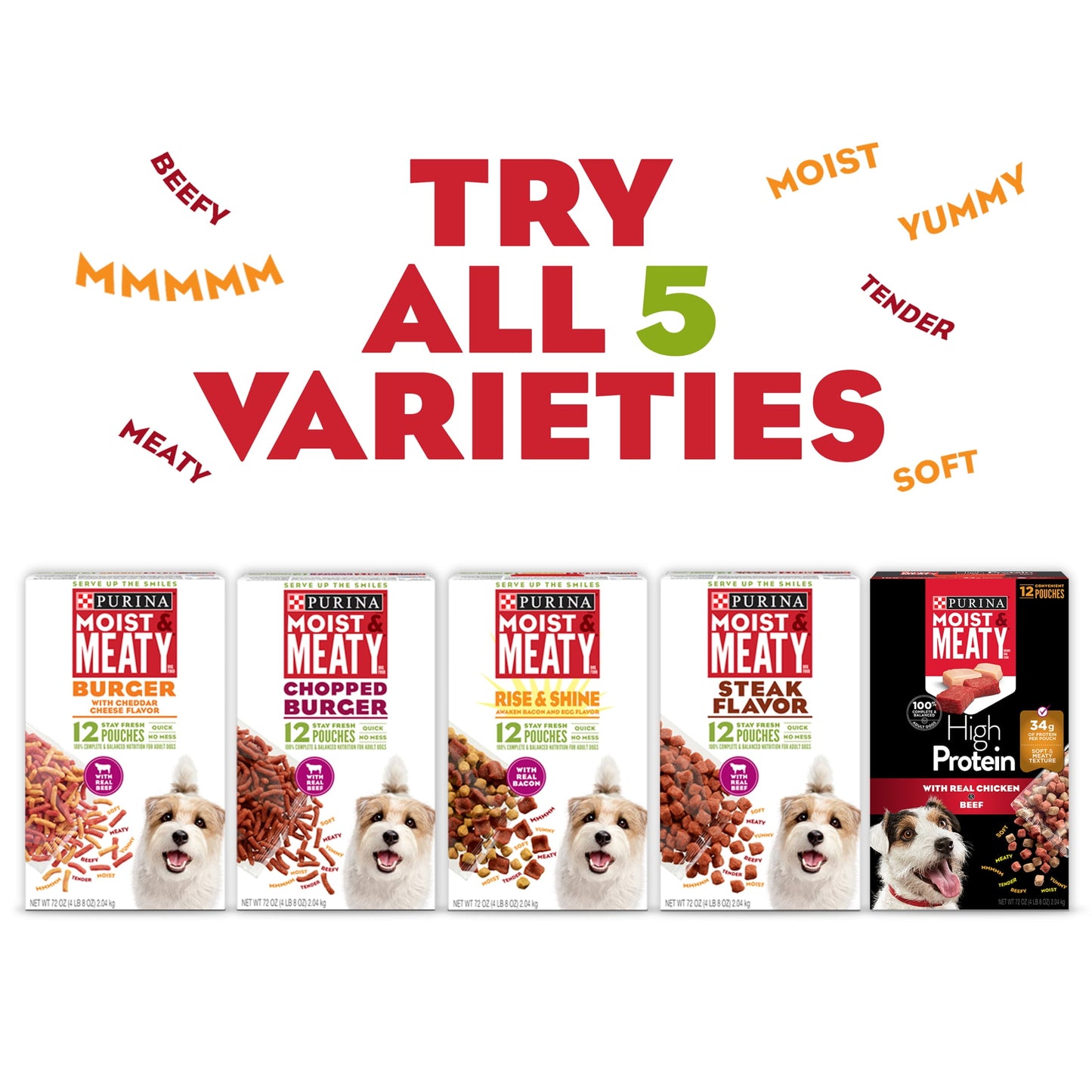 Purina Moist & Meaty Dry Dog Food, High Protein Real Chicken, 6 oz Pouch (12 Pack)