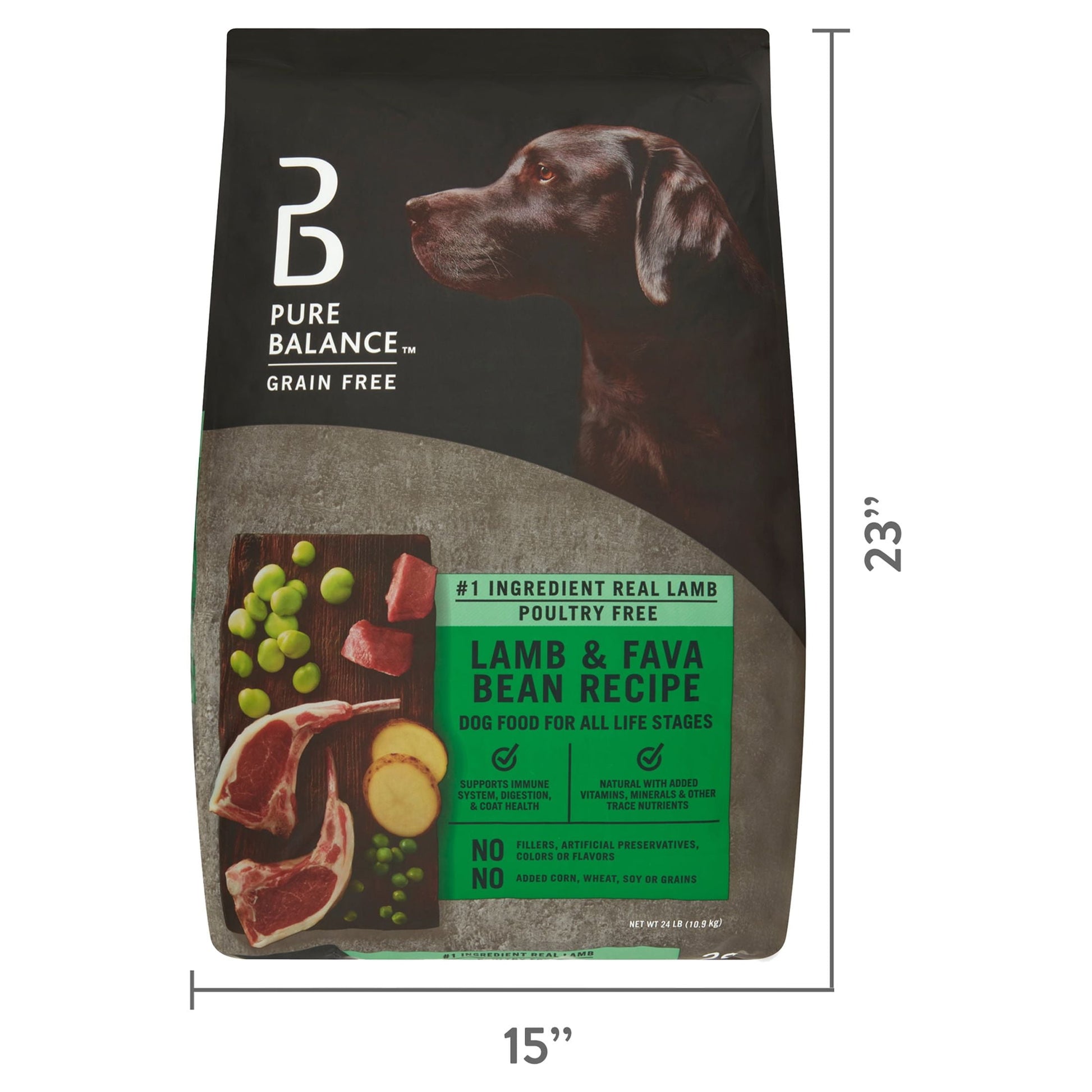 Pure Balance Lamb & Fava Bean Recipe Dry Dog Food, Grain-Free, 24 lbs