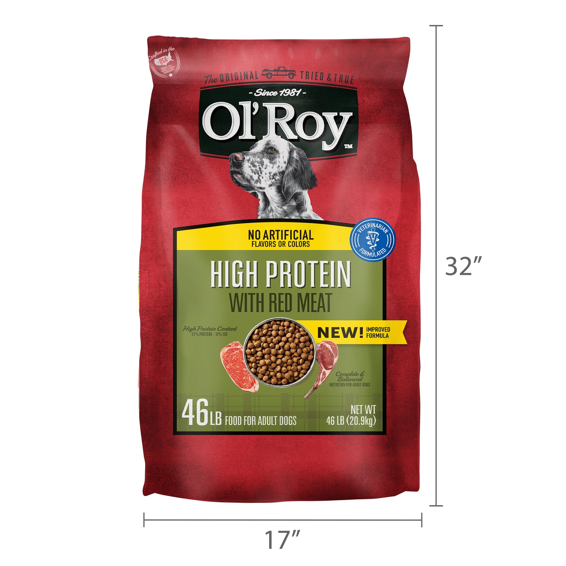 Ol' Roy High Protein with Red Meat Dry Dog Food, 46 lb Bag