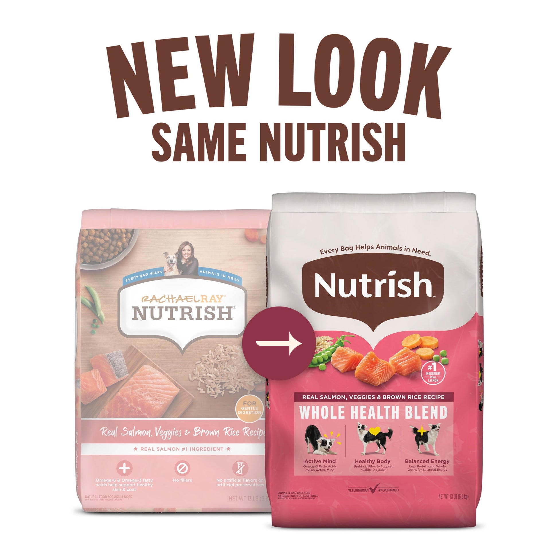 Nutrish Real Salmon, Veggies & Brown Rice Recipe Whole Health Blend Dry Dog Food, 5.5 lb. Bag (Rachael Ray)